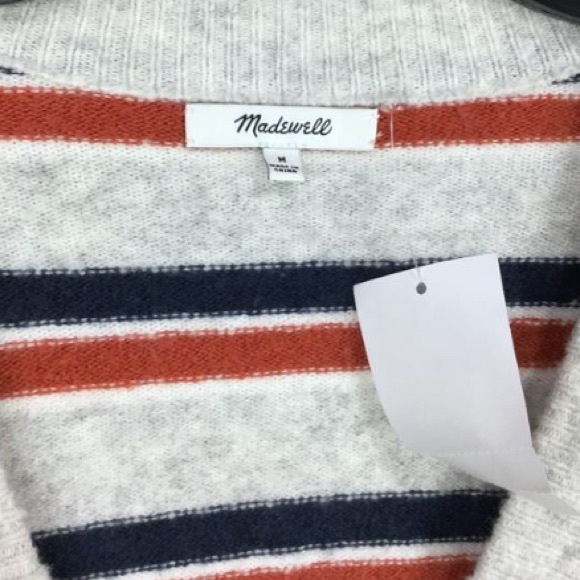 Madewell Margo Stripe Wool Blend V-Neck Sweater - Picture 6 of 8